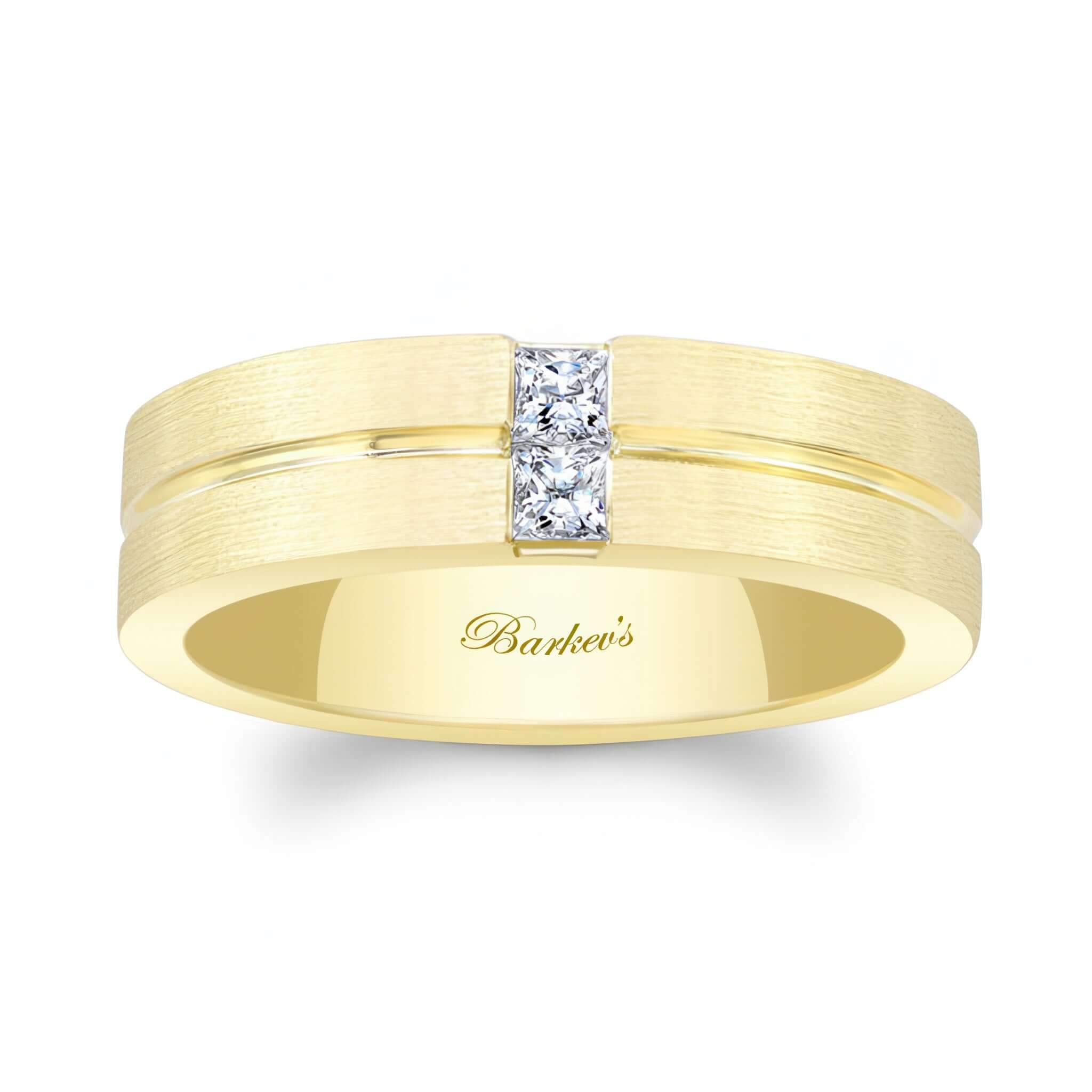 Mens Channel Princess Cut Diamond Wedding Band