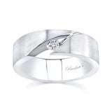 Men's unique diamond wedding band with channel-set diamond and distinctive design by Barkey’s.