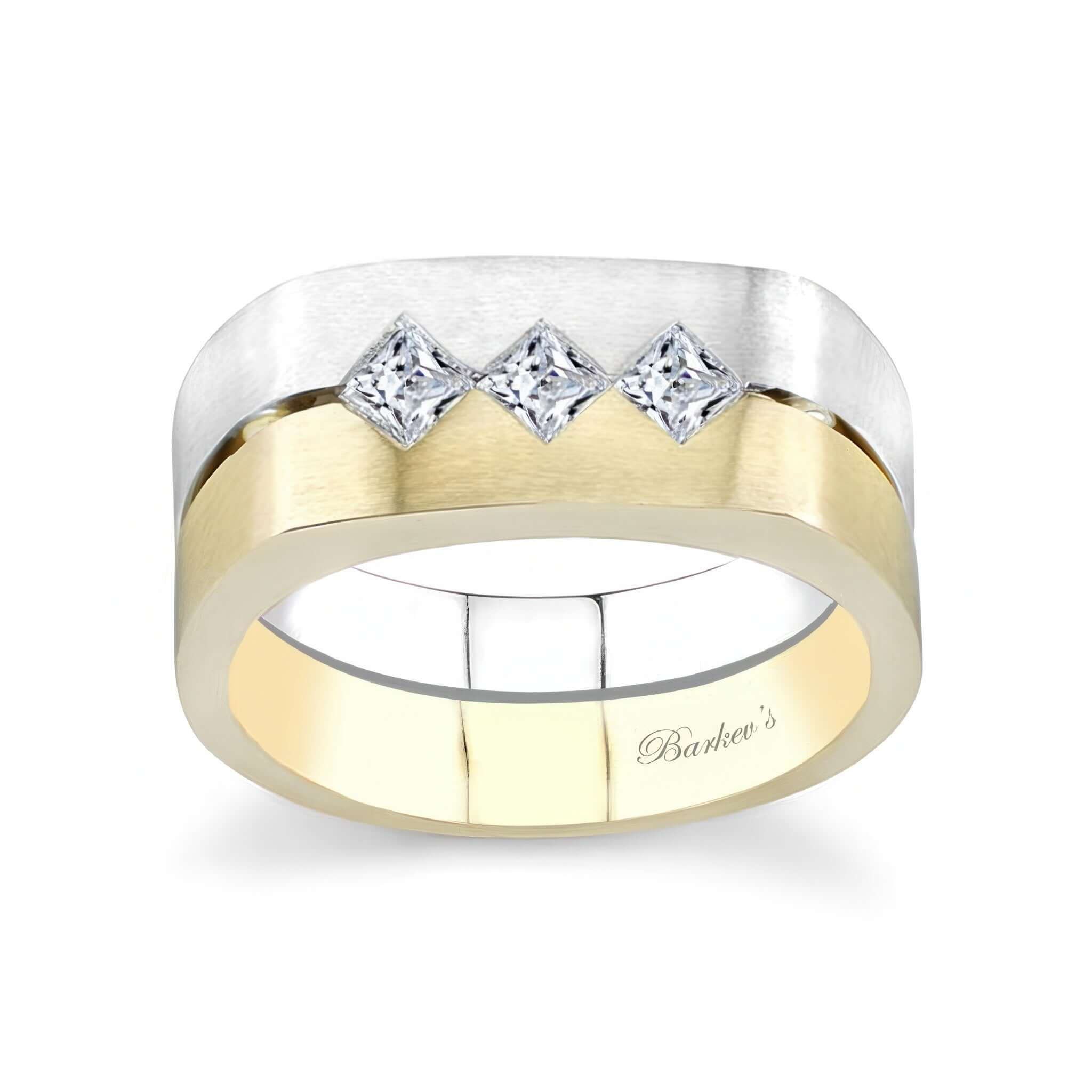 Mens Split Princess Cut Diamond Wedding Band