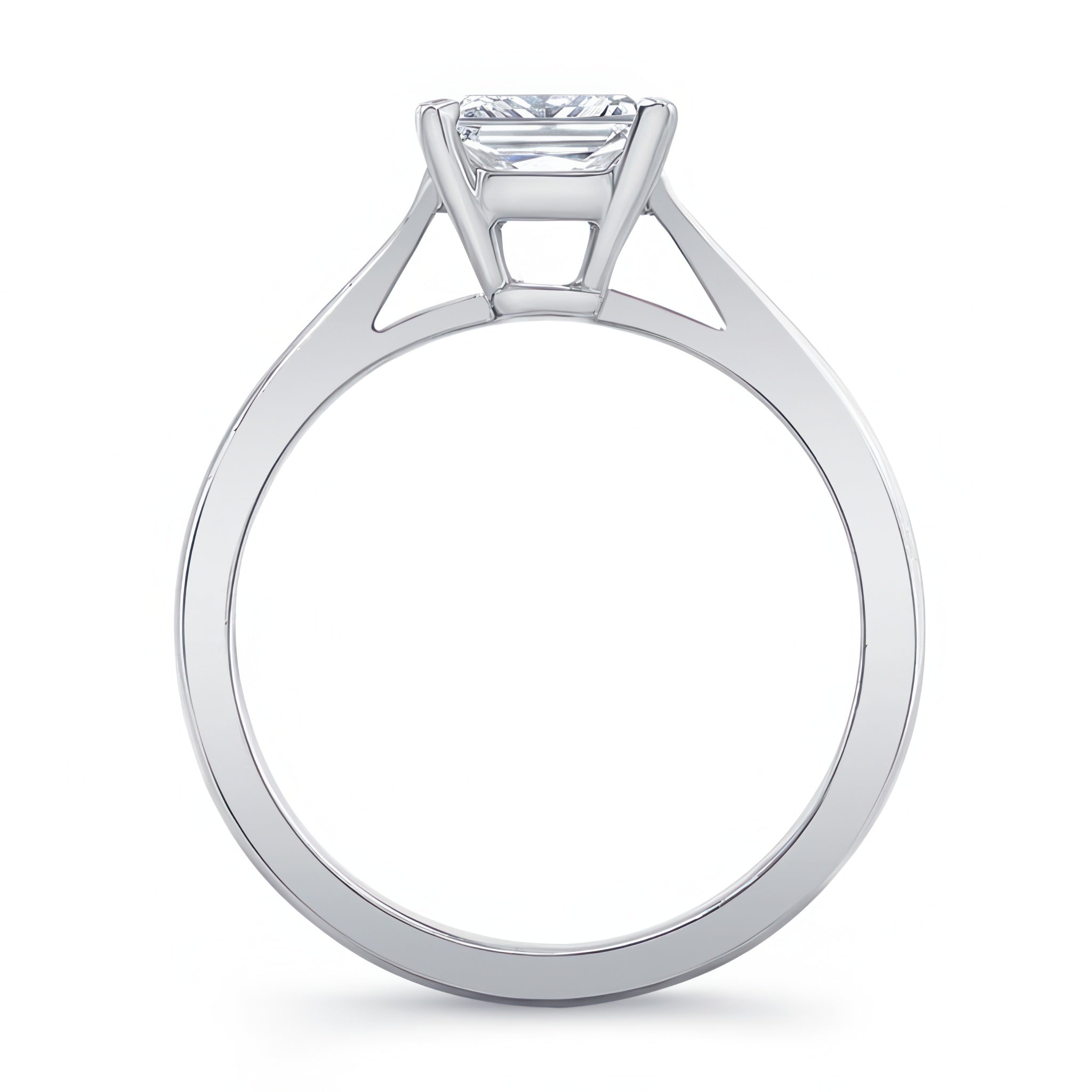 Princess cut lab grown diamond solitaire ring with elegant prong design, showcasing timeless beauty and simplicity.