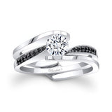 Interlocking Black Diamond Accent Bridal Set