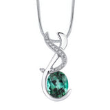 White Gold Green Tourmaline Necklace 7420N