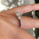 3 Stone Black Diamond Accent Ring