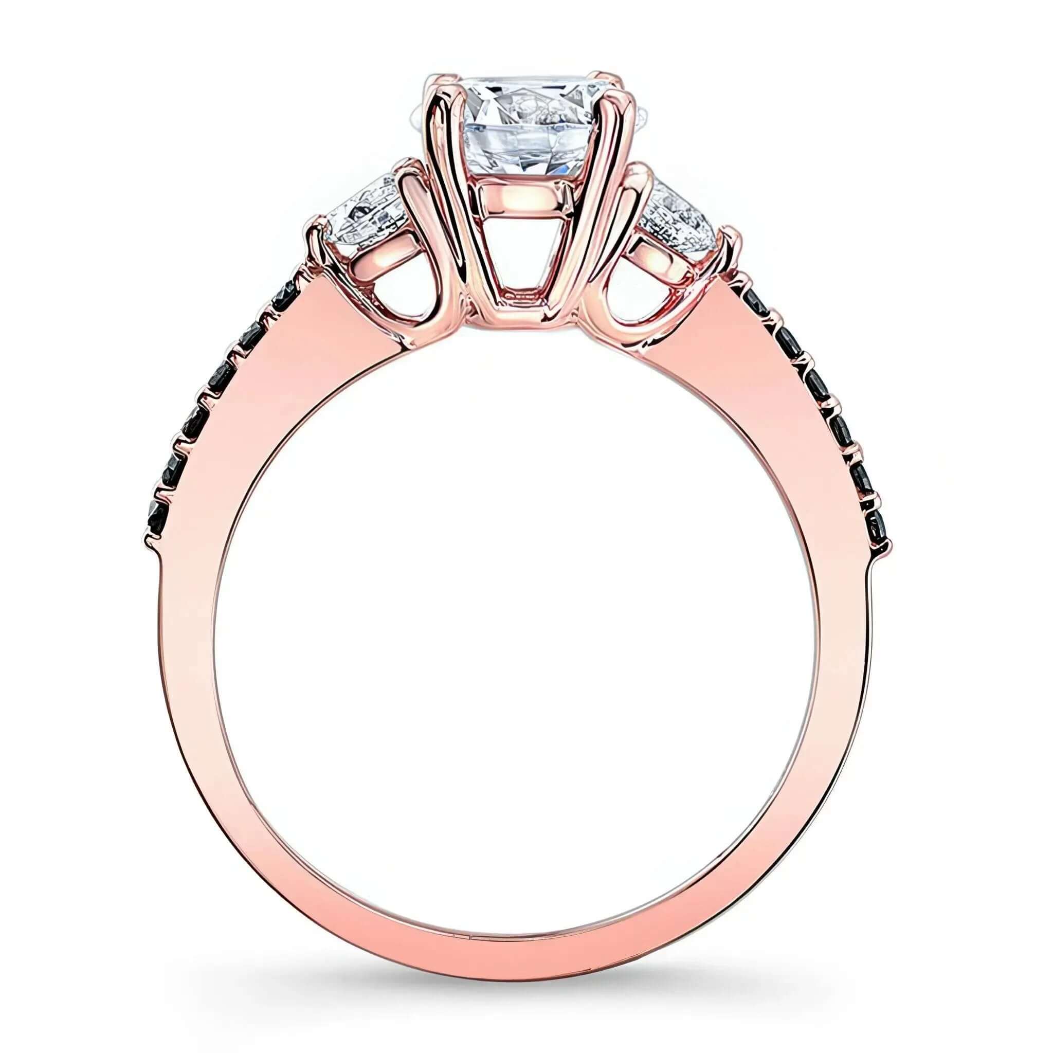 3 Stone Black Diamond Accent Ring