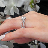 Triple Split Shank Lab Diamond Engagement Ring
