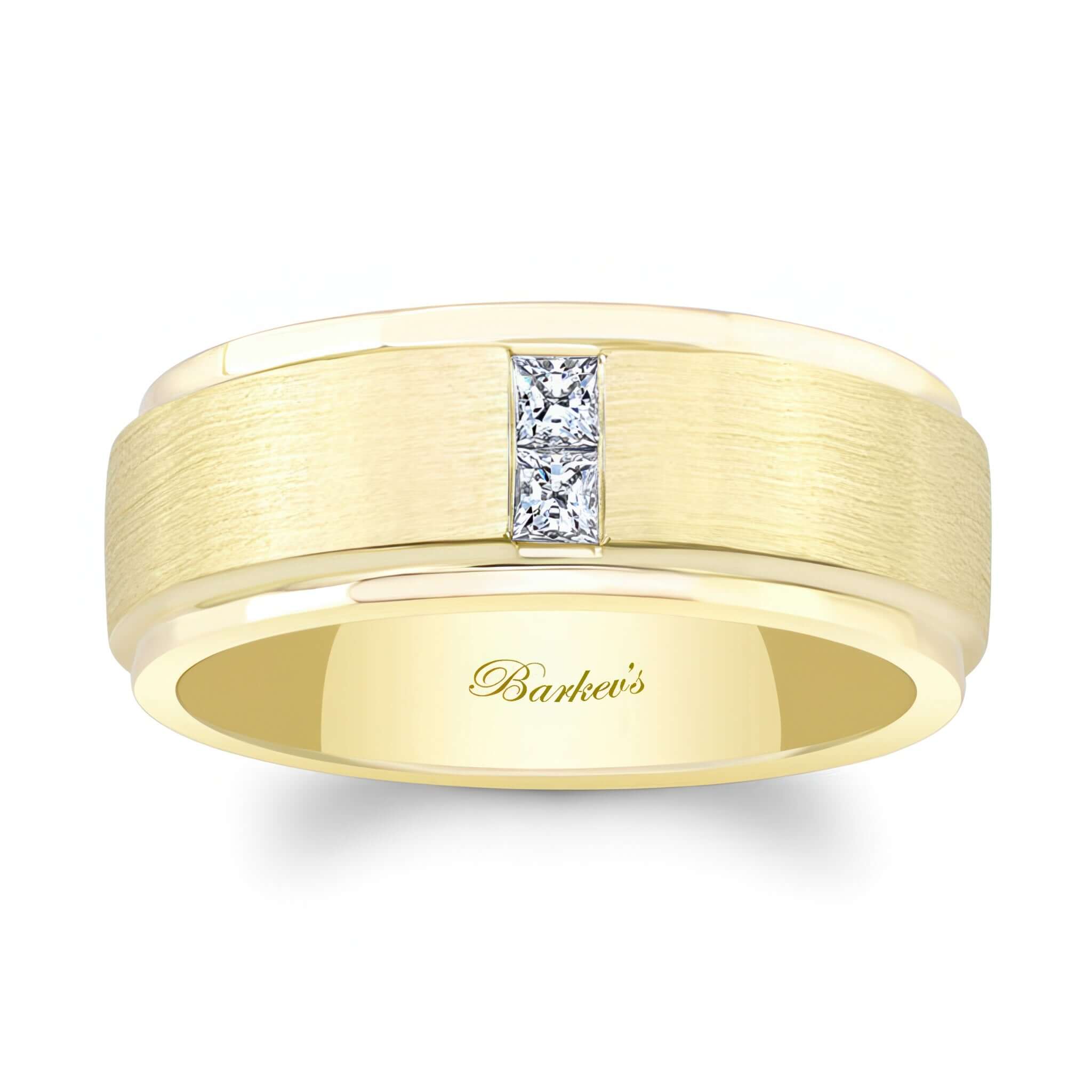 Mens Diamond Stepped Brushed Band
