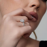 Flower Halo Moissanite Engagement Ring