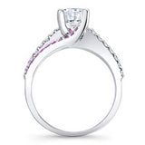 1 Carat Round Cut Pink Sapphire Accent Ring