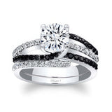 1 Carat Round Cut Moissanite Black Diamond Accent Bridal Set