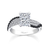 Swirl Black Diamond Accent Radiant Moissanite Ring