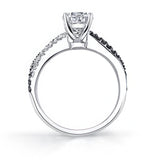 Swirl Black Diamond Accent Radiant Moissanite Ring