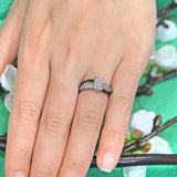 Swirl Black Diamond Accent Radiant Moissanite Ring