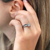 Swirl Black Diamond Accent Radiant Moissanite Ring