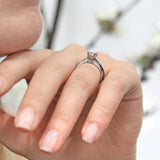 Swirl Black Diamond Accent Radiant Moissanite Ring
