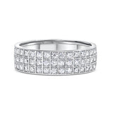 Three Row Channel Set Round Diamond Eternity Band