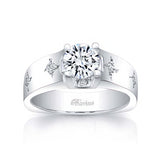 Wide Shank Starnish Moissanite Engagement Ring