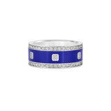 8mm Blue Ceramic Square Shape Bezel Pave Diamond Band