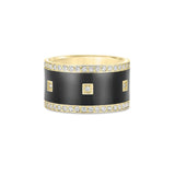 11mm Black Ceramic Square Shape Bezel Pave Diamond Band