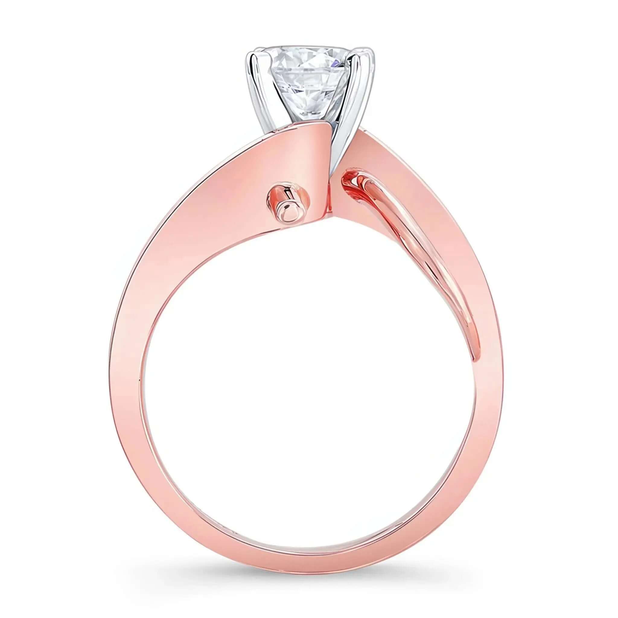 Wire Accent Lab Diamond Solitaire Ring with round prong set diamond and elegant wire accent design.