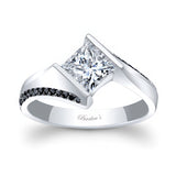 Princess Cut Square Black Diamond Accent Ring