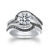 1 Carat Lab Diamond Wedding Set With Black Diamonds And 2 Bands