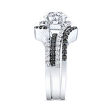 1 Carat Lab Diamond Wedding Set With Black Diamonds And 2 Bands