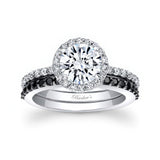 Black Diamond Accent Halo Wedding Ring Set