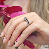 Black Diamond Accent Halo Wedding Ring Set