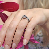 Black Diamond Accent Halo Wedding Ring Set