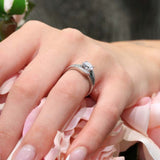Unique Blue Diamond Accent Engagement Ring
