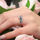 Unique Blue Diamond Accent Engagement Ring