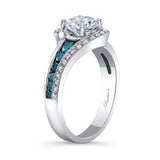 Unique Blue Diamond Accent Engagement Ring