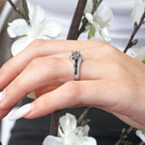 Unique Lab Diamond Engagement Ring With Black Diamond Accents