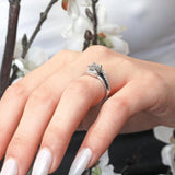 Unique Lab Diamond Engagement Ring With Black Diamond Accents