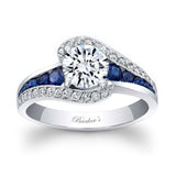 Unique Lab Diamond Engagement Ring With Blue Sapphire Accents