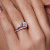 Unique Blue Sapphire Accent Engagement Ring