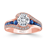 Unique Blue Sapphire Accent Engagement Ring