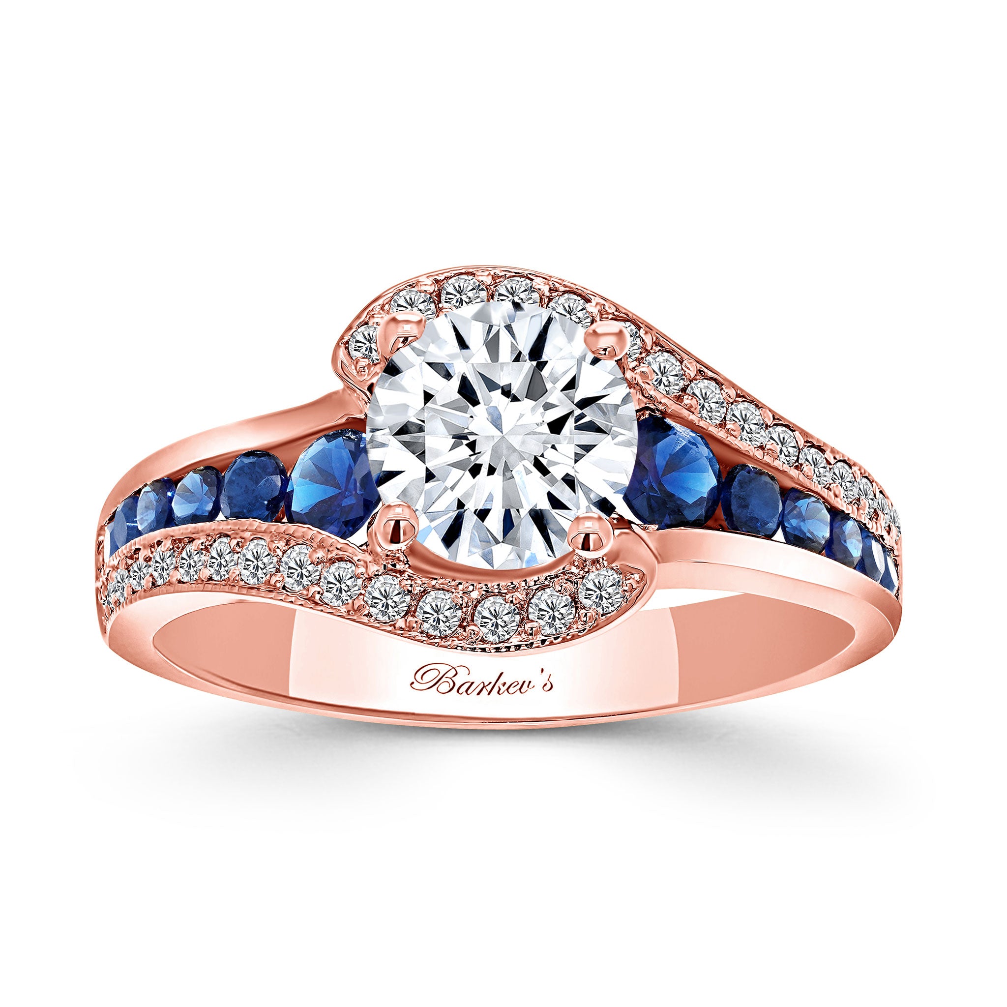Unique Blue Sapphire Accent Engagement Ring