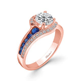 Unique Blue Sapphire Accent Engagement Ring