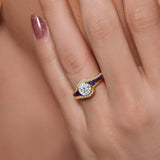 Unique Blue Sapphire Accent Engagement Ring