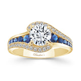 Unique Blue Sapphire Accent Engagement Ring