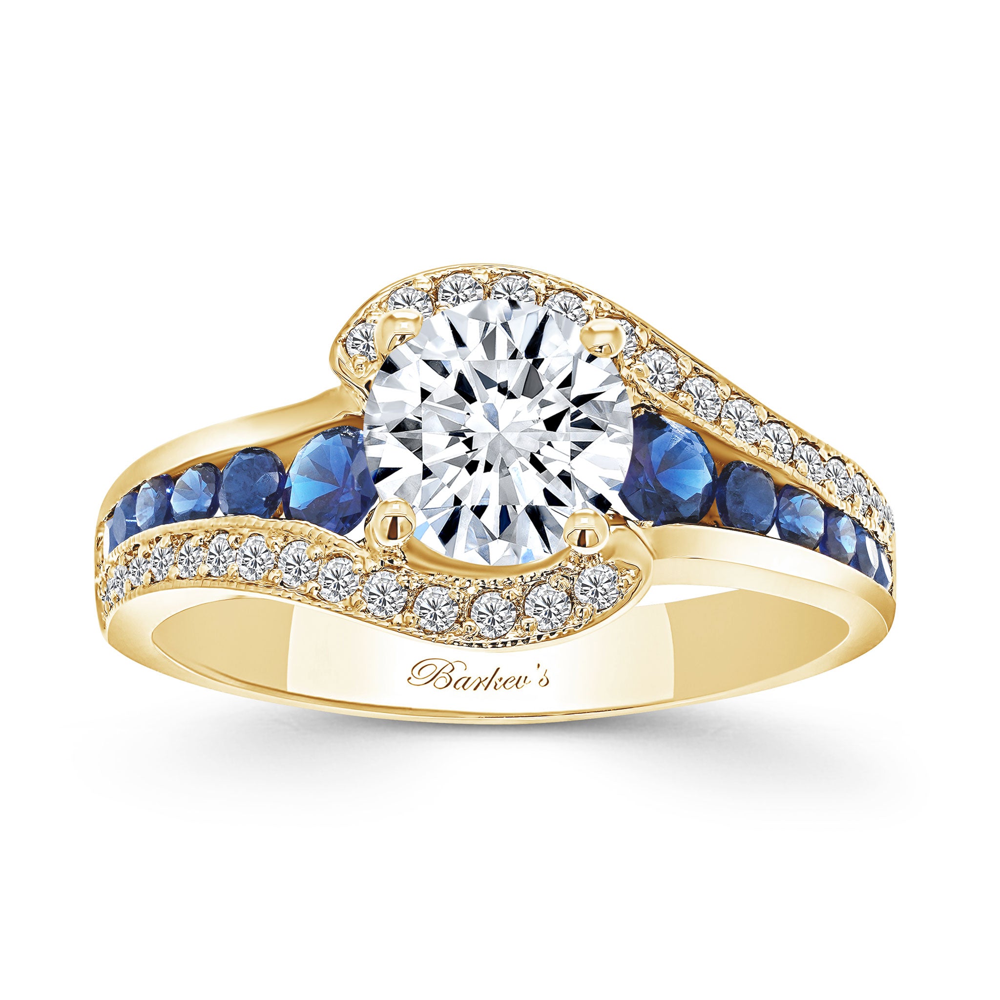 Unique Blue Sapphire Accent Engagement Ring