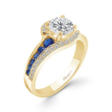 Unique Blue Sapphire Accent Engagement Ring