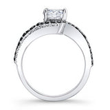 Swirl Black Diamond Accent Engagement Ring