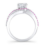 Swirl Pink Sapphire Accent Engagement Ring