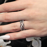Split Shank Black And White Diamond Wedding Band