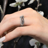 Split Shank Black And White Diamond Wedding Band