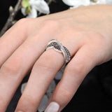 Split Shank Black And White Diamond Wedding Band
