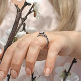 Marquise Halo Black Diamond Accent Ring
