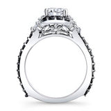 Marquise Halo Black Diamond Accent Ring